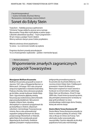 KWARTALNIK TES – PISMO TOWARZYSTWA IM. EDYTY STEIN                                              str. 13




  Z teczki kor...