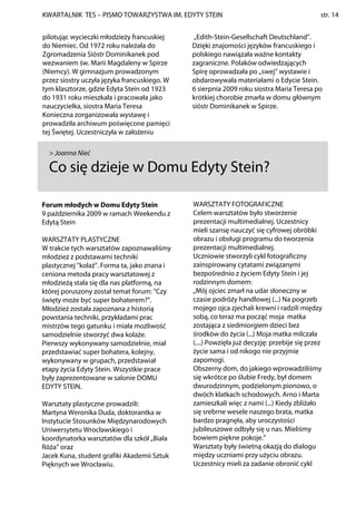 KWARTALNIK TES – PISMO TOWARZYSTWA IM. EDYTY STEIN                                          str. 14


pilotując wycieczki ...