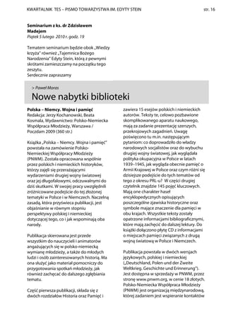 KWARTALNIK TES – PISMO TOWARZYSTWA IM. EDYTY STEIN                                     str. 16


Seminarium z ks. dr Zdzis...