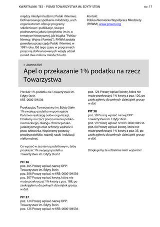 KWARTALNIK TES – PISMO TOWARZYSTWA IM. EDYTY STEIN                                    str. 17

między młodymi ludźmi z Pol...