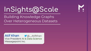 InSights@Scale
Building Knowledge Graphs
Over Heterogeneous Datasets
@__AtifKhan
Vice President AI & Data Science
Messagepoint Inc.
 