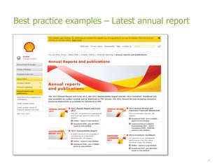 Best practice examples – Latest annual report




                                                37
 