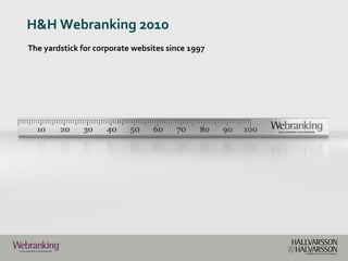 H&H Webranking 2010 The yardstick for corporatewebsitessince 1997 