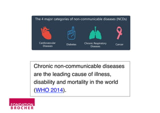 4 HEALTHCARE PROFESSIONALS
& PATIENTS 
# HealthPatch by Vital Connect
Chronic non-communicable diseases
are the leading cause of illness,
disability and mortality in the world
(WHO 2014).
 