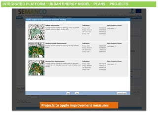 Smart City Expo World Congress, Barcelona, 18-20 November 2014
Projects to apply improvement measures
INTEGRATED PLATFORM : URBAN ENERGY MODEL : PLANS : PROJECTS
 