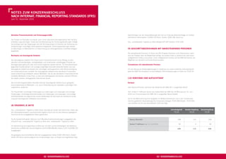 NOtes ZUm KONZerNabschLUss
Nach iNterNat. fiNaNciaL rePOrtiNg staNDarDs (ifrs)
zum 31. Dezember 2010




Derivative finanzinstrumente und sicherungsgeschäfte                                           talerhöhungen von der Gesamtaktienzahl der sich am Ende des Bilanzstichtages im Umlauf
                                                                                               beﬁndlichen Stammaktien (10.804.729 Stück, Vorjahr: 9.822.481 Stück) ab.
Der Einsatz von Derivaten ist erlaubt, wenn ihnen bilanzierte Vermögenswerte oder Verbind-
lichkeiten zugrunde liegen. Dabei wird die Bilanzierung von Sicherungsbeziehungen (Hedge       Das „unverwässerte“ Ergebnis je Aktie beträgt EUR 0,87 (Vorjahr: EUR 0,39).
Accounting) nach den Regelungen des IAS 39 insbesondere im Rahmen der Sicherung von
Schwankungen zukünftiger Zahlungsströme angewandt. Sicherungsbeziehungen werden
im Berichtsjahr im Wesentlichen zur Absicherung von Zahlungsströmen (Cashﬂow Hedges)           (9) geschäftsbeZiehUNgeN mit NahesteheNDeN PersONeN
abgebildet.
                                                                                               Als nahestehende Personen im Sinne von IAS 24 gelten Personen und Unternehmen, wenn
buchwerte und beizulegende Zeitwerte                                                           eine der Parteien über die Möglichkeit verfügt, die andere Partei zu beherrschen oder einen
                                                                                               maßgeblichen Einﬂuss auszuüben. Einen maßgeblichen Einﬂuss auf die KWG AG können die
Der beizulegende Zeitwert (Fair Value) eines Finanzinstruments ist der Betrag, zu dem          Mitglieder von Vorstand und Aufsichtsrat ausüben.
zwischen sachverständigen, vertragswilligen und voneinander unabhängigen Parteien ein
Vermögenswert getauscht oder eine Schuld beglichen werden könnte. Für Verbindlichkeiten        transaktionen mit nahestehenden Personen
gegenüber Kreditinstituten und sonstige langfristige ﬁnanzielle Verbindlichkeiten wird der
beizulegende Zeitwert als Barwert der zukünftigen Zahlungsströme unter Berücksichtigung        Für den Bezug von Beratungsleistungen in Vorjahren von einem einfachen Aufsichtsratsmit-
von Zinsstrukturkurven ermittelt. Der beizulegende Zeitwert eines derivativen Finanzinstru-    glied der KWG AG resultieren im Geschäftsjahr 2010 Aufwendungen in Höhe von TEUR 24.
ments entspricht grundsätzlich seinem Marktwert. Der für alle derivativen Finanzinstrumente
ermittelte Marktpreis ist der Preis, zu dem eine Vertragspartei die Rechte und/oder Pﬂichten
der jeweils anderen Vertragspartei übernehmen würde.                                           (10) VOrstaND UND aUfsichtsrat

Bei nicht börsengehandelten Derivaten wird der beizulegende Zeitwert durch geeignete           Vorstand
ﬁnanzmathematische Methoden, z. B. durch Diskontierung der erwarteten zukünftigen Zah-
lungsströme, bestimmt.                                                                         Herr Stavros Efremidis, Sprecher des Vorstands der KWG AG (= ausgeübter Beruf).

Für Finanzmittel, kurzfristige Forderungen aus Lieferungen und Leistungen und sonstige         Herr Torsten P. Hoffmann wurde vom Aufsichtsrat der KWG AG mit Wirkung zum 15. Juni
Forderungen, kurzfristige Verbindlichkeiten aus Lieferungen und Leistungen und sonstige        2010 zum Finanzvorstand der KWG AG (= ausgeübter Beruf) bestellt.
Verbindlichkeiten ist aufgrund der kurzen Restlaufzeit der Buchwert als realistische Schät-
zung des beizulegenden Zeitwertes anzunehmen.                                                  Die für die Wahrnehmung ihrer Aufgaben im Mutterunternehmen und in den Tochterunter-
                                                                                               nehmen gewährten Gesamtbezüge des Vorstandes betragen TEUR 408 (Vorjahr: TEUR 445)
                                                                                               und verteilen sich für das Geschäftsjahr 2010 wie folgt:
(8) ergebNis Je aKtie

Das „unverwässerte“ Ergebnis je Aktie (basic earnings per share) wird berechnet, indem das                                                               Jahresfestgehalt    Variable Vergütung   gesamtvergütung
den Stückaktieninhabern zuzurechnende Ergebnis durch den für den Zeitraum gewogenen                                                                          TEUR                 TEUR                TEUR
Durchschnitt der ausgegebenen Aktien geteilt wird.

Da die Gesellschaft weder Optionen noch Wandelschuldverschreibungen ausgegeben hat,              stavros efremidis                                                208                  110                 318
entspricht das „unverwässerte“ Ergebnis je Aktie dem „verwässerten“ Ergebnis je Aktie.
                                                                                                 torsten P. hoffmann (seit 15. Juni 2010)                           90                       0              90
Zur Berechnung des Ergebnisses je Aktie wird von dem auf die Anteilseigner des Mutterun-
ternehmens entfallenden Konzernergebnis (EUR 8.582.696,08; Vorjahr: EUR 3.320.892,20)                                                                             298                  110                408
ausgegangen.

Die gewogene durchschnittliche Zahl der ausgegebenen Aktien (9.857.465 Stück, Vorjahr:
8.626.794 Stück) weicht aufgrund der im Berichtsjahr bzw. im Vorjahr durchgeführten Kapi-




                                             82 KONZerNabschLUss                                                                       83 KONZerNabschLUss
 