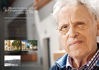 Unsere Siedlung ist jetzt
dick eingepackt – und
         schöner als früher.
Außendämmung unter Denkmalschutz auf Gelsenkirchen-Schalke:

Unter den vielen Werks- und Genossenschaftssiedlungen Gelsenkirchens nimmt die Vittinghoff-Sied-
lung im Stadtteil Schalke einen Sonderplatz ein. Das 1926 bis 1929 nach den Plänen des Gelsenkirche-
ner Architekten Alfons Fels errichtete Ensemble aus vier Häusern rund um einen großen, geschützten
Innenhof ist mit seinen kubistischen Formen und expressionistischen Details einzigartig. Klare Konturen
und prägnante Linien strukturieren die Fassaden und unterstützen die spannende Wechselwirkung
zwischen den vertikalen Treppenhaustürmen und den horizontal umlaufenden Galerien für großzügige
Loggien. Bei der energetischen Sanierung der seit 1989 unter Denkmalschutz stehenden Gebäude
ging es darum, sowohl die prägnante, aufgefächerte Fassade und die Lichtbänder der Treppenhäuser
in ihrer architektonischen Wirkung zu erhalten als auch die Dämmnormen der EnEV 2009 zu erfüllen.
Durch die beispielhafte Lösung mit unterschiedlichen Dämmstärken von 5, 10, 12 und 14 cm dicken
EPS-Platten und einem erneuerten, mit bis zu 38 cm gedämmten Dach wurden diese Ziele erreicht.
Die Gesamtproportion der Baukörper hat sich nicht wesentlich verändert, der Zauber eines architektoni-
schen Juwels hat sich verstärkt – die Heizkosten können nachhaltig bis zu 60 Prozent reduziert werden.




Die schön sanierte Anlage bietet Wohnatmosphäre für   Über 10.000 m2 Dämmmaterial für 8.620 m2 Wohnﬂäche
rund 300 Menschen.                                    und 179 m2 Gewerbeﬂäche –
                                                      und für bis zu 60 Prozent Heizkosteneinsparung.




                                                      Schon immer vorbildlich: die Vittinghoff-Siedlung
                                                      „auf Schalke“ in den 30er Jahren des letzten Jahrhunderts.
 