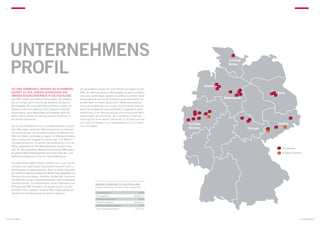 4                                                                                                                                                                                                                         5




    UNTERNEHMENS
    PROFIL
                                                                                                                                                                   Schleswig-
                                                                                                                                                                   Holstein




                                                                                                                                                       Bremen
    Die KWG Kommunale Wohnen AG in Hamburg                            Der ganzheitliche Ansatz des Unternehmens ermöglicht es der
    gehört zu der jungen Generation von                               KWG, den Wert der einzelnen Wohnobjekte deutlich zu erhöhen                                                           Berlin
    Immobilienunternehmen in Deutschland.                             und einen nachhaltigen operativen Cashflow zu erzielen. Dieser
    Seit 2007 erfolgte der kontinuierliche Aufbau des Portfolios,     Erfolg zeigt sich auch an der Entwicklung der Kennzahlen. So                              Niedersachsen
    das im Frühjahr 2012 inklusive der Bestände der Barmer            wurden allein im vierten Quartal 2011 Nettomieteinnahmen
    Wohnungsbau AG rund 6.800 Wohneinheiten umfasst. Der              von rund vier Millionen Euro erzielt. Entscheidende Faktoren
    Bestand verteilt sich dabei auf sechs Regionen innerhalb          waren der erfolgreiche Leerstandsabbau, steigende Quadrat-
    Deutschlands, deren Mietmärkte sich entweder stabil dar-          meterpreise in der Neuvermietung und konsequente Wert-
    stellen oder in denen sich deutlich positive Tendenzen in         steigerungen des Portfolios. Der Leerstand im Kernbe-
    der Analyse abzeichnen.                                           stand lag zum Ende letzten Jahres bei 2,7 Prozent und hat
                                                                      sich damit im Vergleich zum Vorjahreswert von 6,4 Prozent                                                             Sachsen
                                                                                                                                          Nordrhein-
    Das Ziel der Gesellschaft ist es, Immobilienbestände in attrak-   mehr als halbiert.
    tiven Mikrolagen deutscher Metropolregionen zu erwerben
                                                                                                                                          Westfalen                             Thüringen
    und durch gezielte und einzelfallbezogene Investitionen den
    Wert der Objekte nachhaltig zu steigern. Im Mittelpunkt stehen
    dabei umfassende energetische Sanierungs- und Moderni-
    sierungsmaßnahmen. So werden die Bestände im Sinne der
    Mieter aufgewertet und die Mietnebenkosten deutlich redu-
                                                                                                                                                                                               Kernbestand
    ziert. Bei allen getroffenen Maßnahmen deckt die KWG zudem
    die gesamte Wertschöpfungskette vom Einkauf über Bau- und                                                                                                                                  Investitionsbestand
    Bestandsmanagement bis hin zur Hausverwaltung ab.

    Das bestehende KWG-Portfolio unterteilt sich in den bereits
    sanierten und modernisierten Kernbestand und den noch zu
    optimierenden Investitionsbestand. Allein im letzten Geschäfts-
    jahr konnten aufgrund umfassender Modernisierungsarbeiten die
    Standorte Braunschweig, Salzgitter, Königslutter, Dortmund
    und Mülheim aus dem Investitionsbestand in den Kernbestand
    überführt werden. Zum Kernbestand zählen mittlerweile rund
                                                                                    ImmoBilienüberblick Deutschland
    80 Prozent der KWG-Immobilien, die bereits saniert und gut                      inklusive der Einheiten der Barmer Wohnungsbau AG
    vermietet sind. Lediglich einzelne Wohnungen werden bei
    Leerstand für die Neuvermietung baulich angepasst.                               Einheiten gesamt                            6.813
                                                                                     Fläche gesamt                          401.831 m2
                                                                                     Einheiten Kernbestand                       5.370
                                                                                     Fläche Kernbestand                     325.684 m²
                                                                                     Einheiten Investitionsbestand               1.443
                                                                                     Fläche Investitionsbestand              76.147 m²




Unternehmen                                                                                                                                                                                                     Unternehmen
 