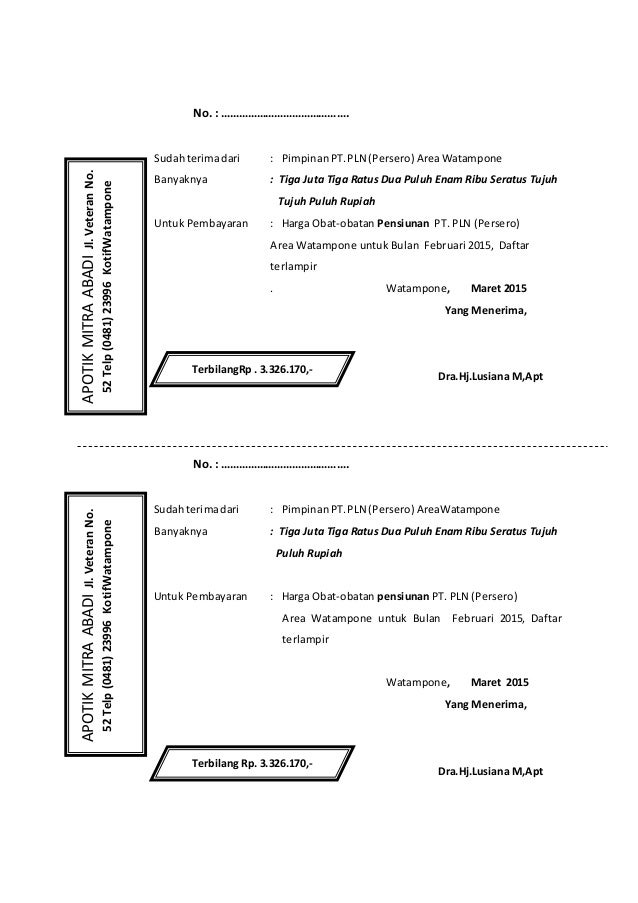 Kwitansi Obat Bulan Mei Juni 15