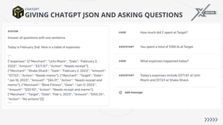 GIVING CHATGPT JSON AND ASKING QUESTIONS
CHATGPT
 
