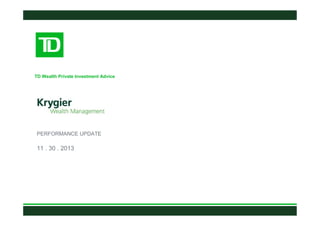 TD Wealth Private Investment Advice

PERFORMANCE UPDATE

11 . 30 . 2013

 