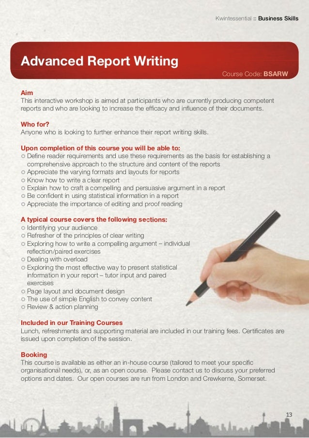 Report writing skills course online