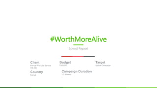 #WorthMoreAlive
Spend Report
 