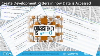 @ITCAMPRO #ITCAMP16Community Conference for IT Professionals 23
Create Development Patters in how Data is Accessed
 