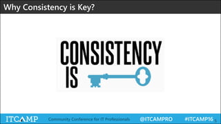 @ITCAMPRO #ITCAMP16Community Conference for IT Professionals 5
Why Consistency is Key?
 