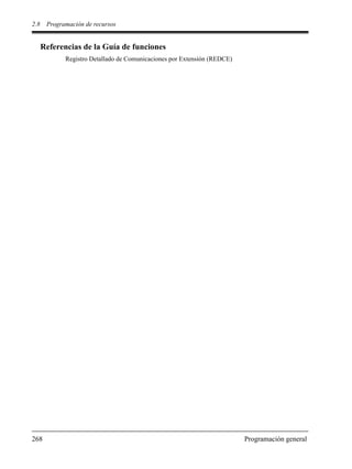 2.8 Programación de recursos
268 Programación general
Referencias de la Guía de funciones
Registro Detallado de Comunicaciones por Extensión (REDCE)
 