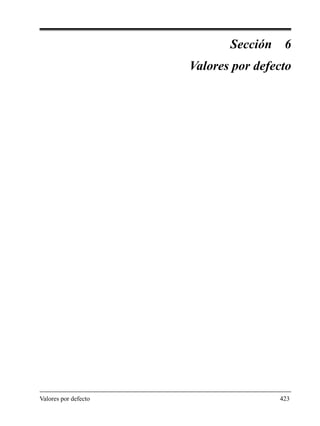 Valores por defecto 423
Sección 6
Valores por defecto
 