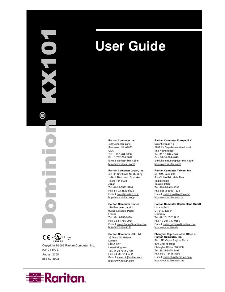 raritan dominion kx101 user guide