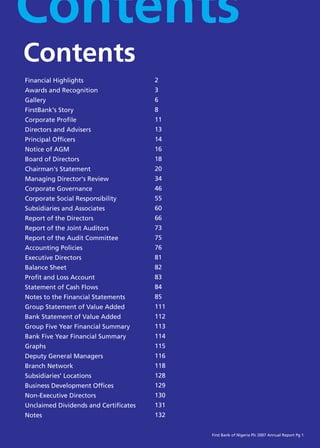First bank annual report 2007