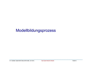 Dr. Oubbati, Kybernetik (Neuroinformatik, Uni-Ulm) Das Kybernetische Modell SoSe12
Modellbildungsprozess
 