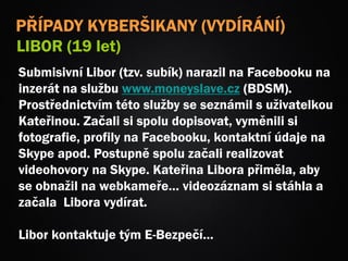 Kyberšikana a sexting se speciálním zaměřením na studenty Pedagogické fakulty UP v Olomouci (přednáška pro MUVE Second Life)