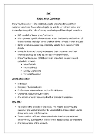 Know Your Customer Document Example KYC Know Your Customer | DOCX