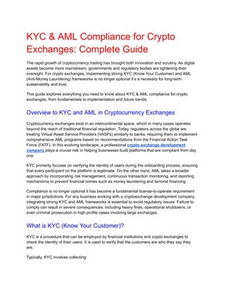 Comprehensive Guide to KYC & AML Compliance for Crypto Exchanges | PDF