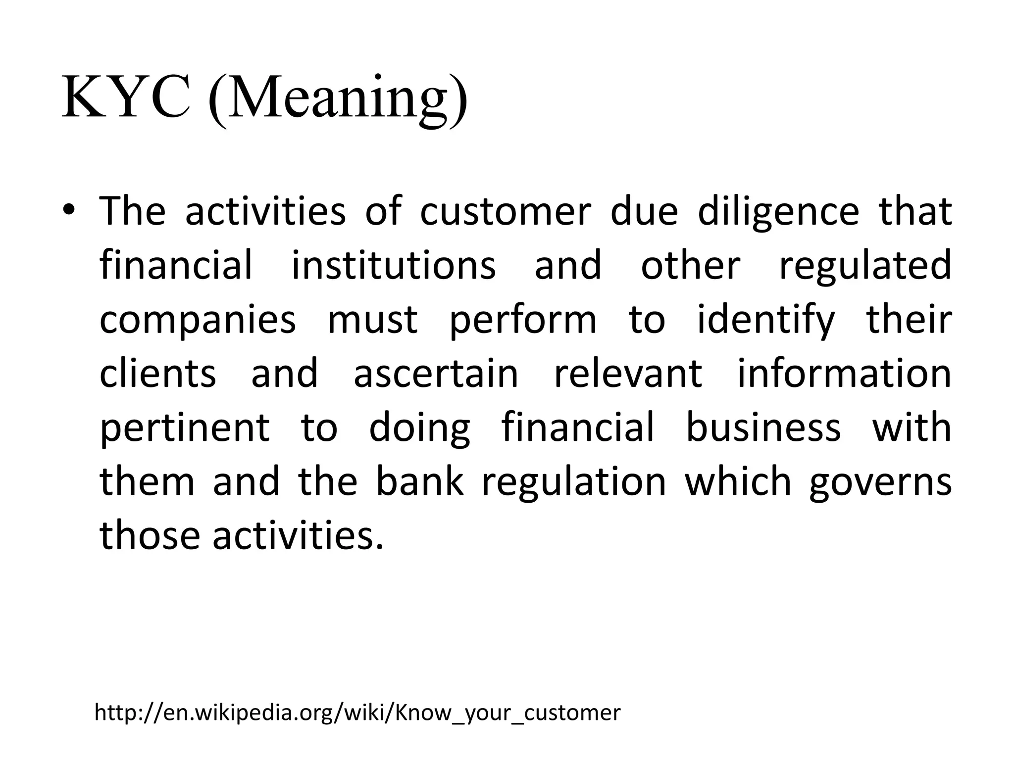 Kyc (know your customer) | PPTX