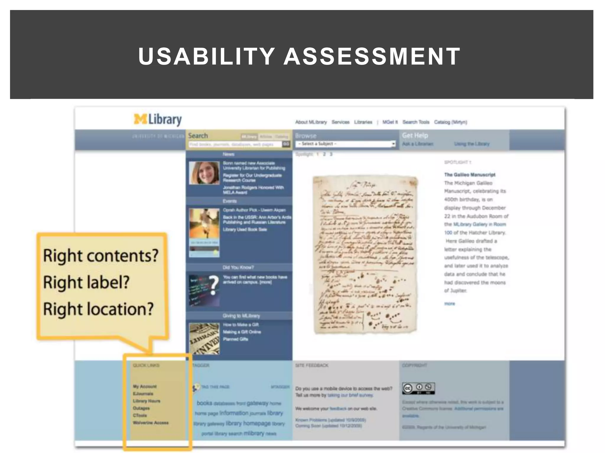 USABILITY ASSESSMENT
 