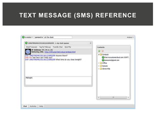 TEXT MESSAGE (SMS) REFERENCE
 