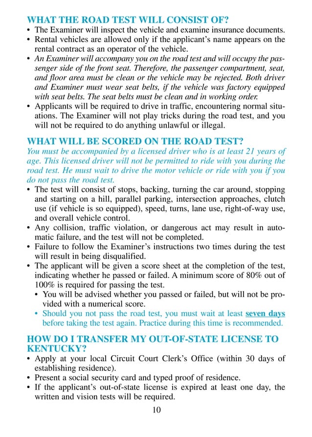 Ky drivers manual