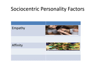Sociocentric Personality Factors
Empathy
Affinity
 