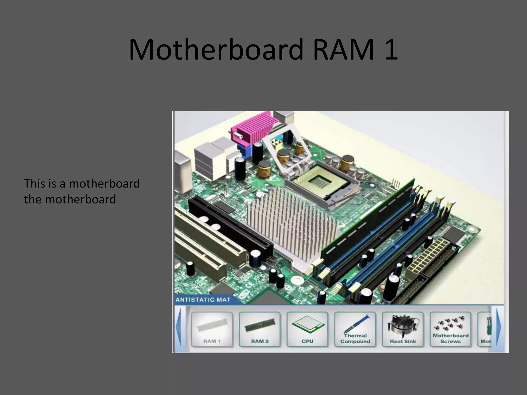 Motherboard RAM 1
This is a motherboard
the motherboard
 