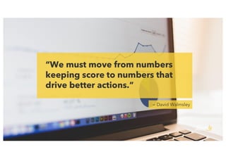 “We must move from numbers
keeping score to numbers that
drive better actions.”
— David Walmsley
 