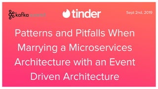 Patterns and Pitfalls When
Marrying a Microservices
Architecture with an Event
Driven Architecture
Sept 2nd, 2019
 