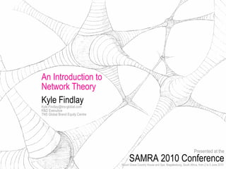 An Introduction to  Network Theory Kyle Findlay [email_address] R&D Executive TNS Global Brand Equity Centre Presented at the SAMRA 2010 Conference Mount Grace Country House and Spa, Magaliesburg, South Africa, from 2 to 5 June 2010  