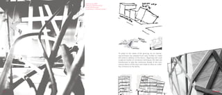 Date: Spring, 2008
     Date: Spring, 2008
     Media: FormZ/Photoshop/
     Media: FormZ/Photoshop/
     AutoCAD/Illustrator
     AutoCAD/Illustrator
     Contribution: Individual project
     Contribution: Individual project




                                        To adapt to the needs of the growing city an interlac-
                                        ing technique was adopted from early models to create
                                        the exterior skeleton of the librar y. Beginning with small
                                        sculptural studies of connection techniques, the idea was
                                        transformed to take the continuous facade of the com-
                                        mercial district of the town and rotate to allow an under-
                                        flow entrance to the facility.




13                                                                                                    kyle hoff
 