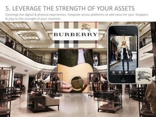 5. LEVERAGE THE STRENGTH OF YOUR ASSETS
Converge the digital & physical experiences. Integrate across platforms to add value for your shoppers
& play to the strength of your channels.
 