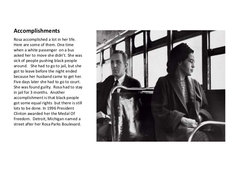 account of the life and accomplishments of rosa parks King’s rousing speech at the meeting was a catalyst for his future fame and achievements parks had entire life and didn 5 facts about rosa parks. account of the life and accomplishments of rosa parks King’s rousing speech at the meeting was a catalyst for his future fame and achievements parks had entire life and didn 5 facts about rosa parks.