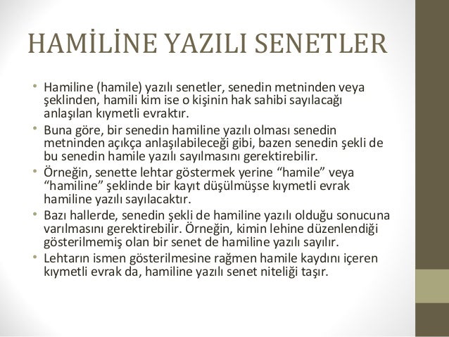 Nama yazılı senet türleri Nama yazılı senet türleri