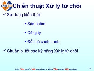 Chiến thuật Xử lý từ chối Sử dụng kiến thức: Sản phẩm Công ty Đối thủ cạnh tranh. Chuẩn bị tốt các kỹ năng Xử lý từ chối 