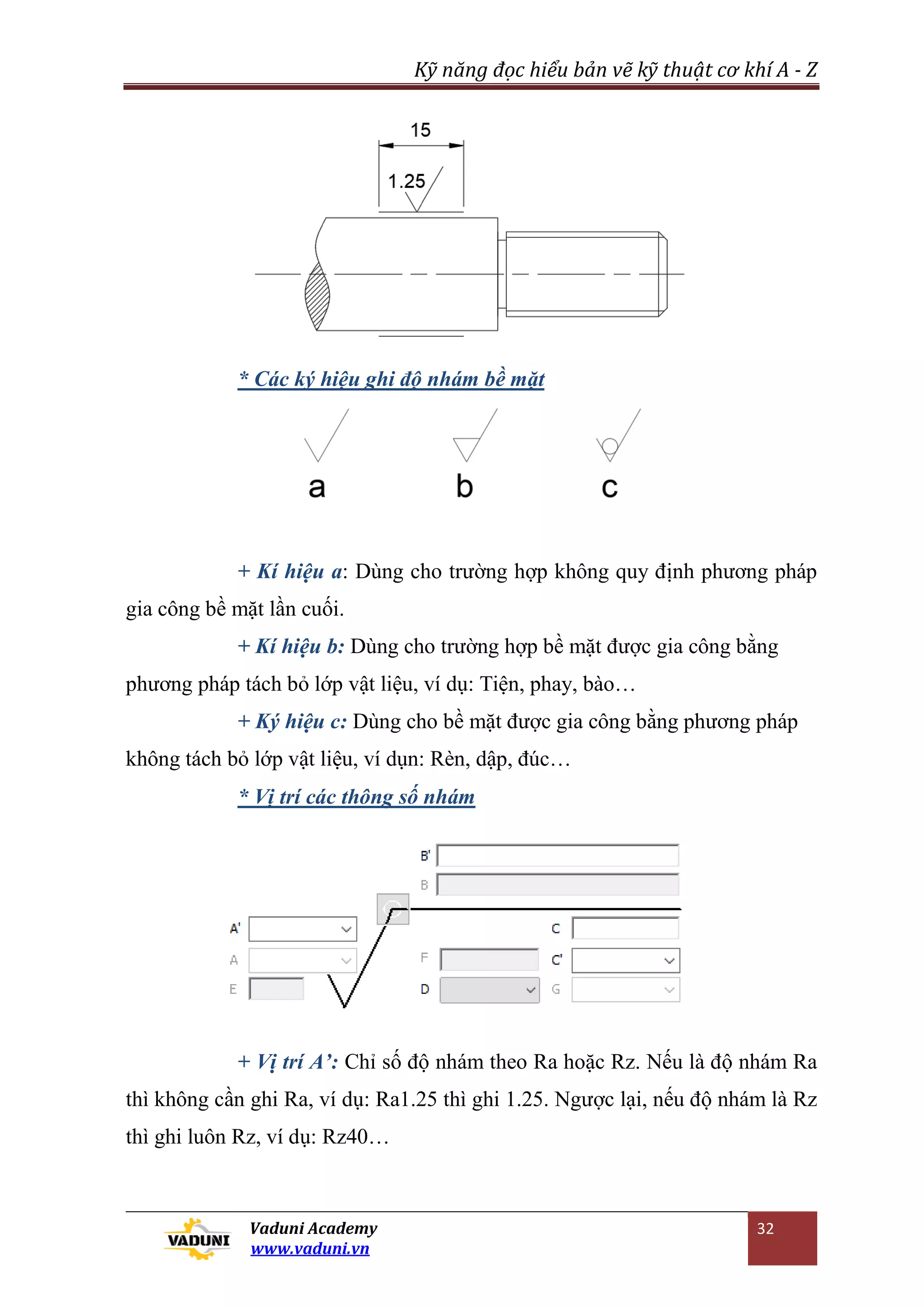 Kỹ năng đọc hiểu bản vẽ cơ khí - VADUNI | PDF