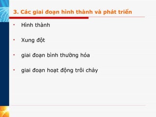 3. Các giai đoạn hình thành và phát triển Hình thành Xung đột giai đoạn bình thường hóa giai đoạn hoạt động trôi chảy 