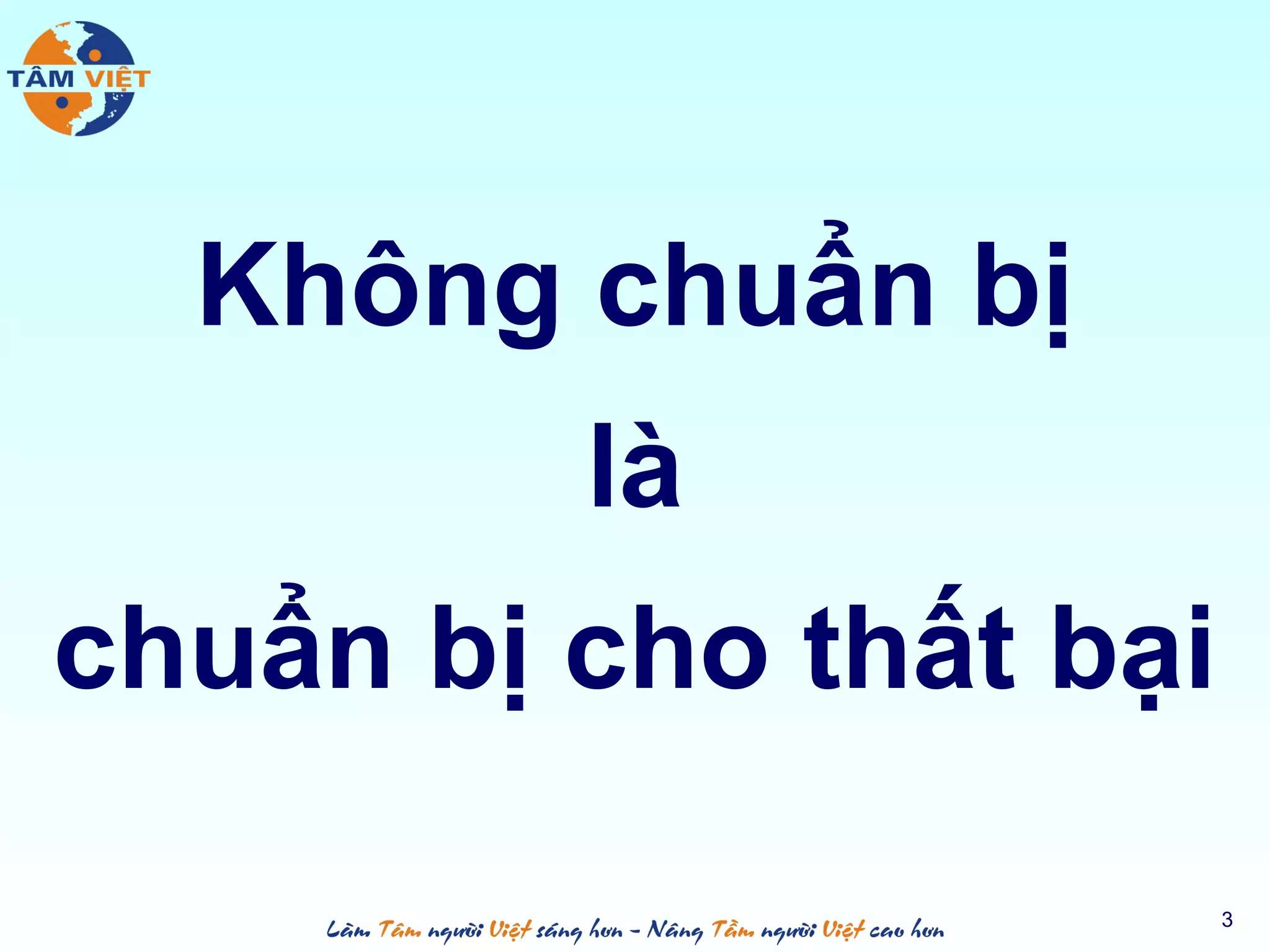 Không chuẩn bị
là
chuẩn bị cho thất bại
3
 