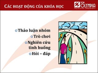 CÁC HOẠT ĐỘNG CỦA KHÓA HỌC
Thảo luận nhóm
Trò chơi
Nghiên cứu
tình huống
Hỏi – đáp
 