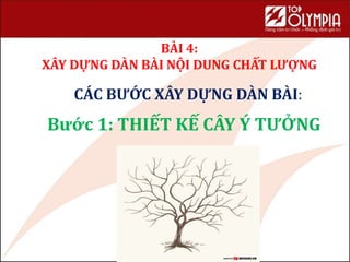BÀI 4:
XÂY DỰNG DÀN BÀI NỘI DUNG CHẤT LƯỢNG
50
CÁC BƯỚC XÂY DỰNG DÀN BÀI:
Bước 1: THIẾT KẾ CÂY Ý TƯỞNG
 