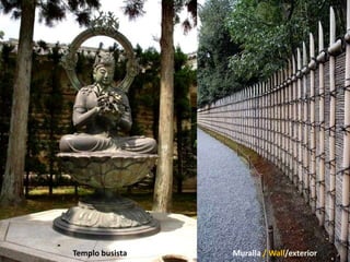 To- ji Pagoda.
Es un templo budista en el
sector de Shingon de Kyoto.
Es del año 796 y es el único
de los tres templos budistas
permitidos en la ciudad que
ha sobrevivido. La torre es
la más alta de madera en
todo Japón y fue construida
en el periodo Edo.

It’s a Buddhist temple in the
district of Shingon in
Kyoto.From the year 796 is
the only one of the three
Buddhist temples allowed
in the city that has
survived.Its wooden tower
is the hihgest throughout
Japan and was built in the
Edo period.
 