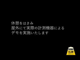 休憩をはさみ
屋外にて実際の計測機器による
デモを実施いたします
 