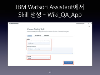 IBM Watson Assistant??
Skill ?? - Wiki_QA_App
182
 