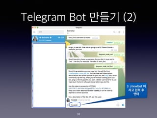 Telegram Bot ??? (2)
3. /newbot ?
?? ?? ?
??
38
 